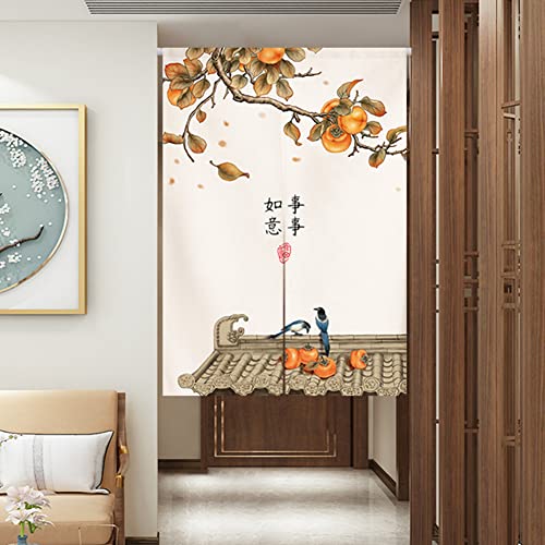 Japanese Noren Doorway Curtain Tapestry Traditional Chinese Wealth Fortune Door Curtain Persimmon Ink Painting Kitchen Home Decoration, 29" x 47" - color: Multi 1, size: 29.5"W x 47.2"L (Pack of 1)
