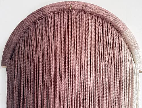 Macrame Boho Wall Decor - Pink Yarn Wall Hanging, 20" Circle Hoop - color: Pink