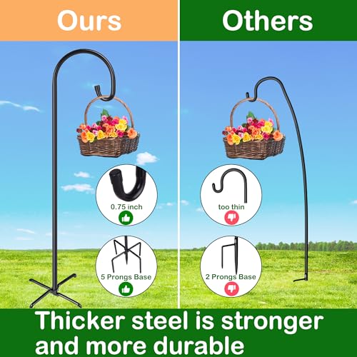 Ottsuls Bird Feeder Pole, 76 INCH Heavy Duty Shepherds Hooks for Outdoor with 5 Prong Base, Adjustable Stand Hanger for Garden Plant, Hummingbird Feeder, Lantern, Hanging Wedding Decor (1 Pack) - size: 76 INCH, style: B-1 Pack