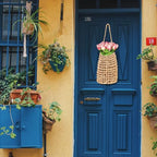Hiceeden Woven Front Door Basket, Water Hyacinth Hanging Wall Flower Basket, Wall Decor Boho Decoration Veggies Storage Basket for Home, Pantry, Garden, Farmhouse - style: Bohemian