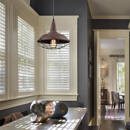 DAYCENT Barn Style Pendant Light Farmhouse Caged Pendant Lighting Industrial Metal Wire Hanging Pendant Light Barn Pendant Light Fixtures for Kitchen Island Hallway Foyer, Rust Finish - color: Hard-wired