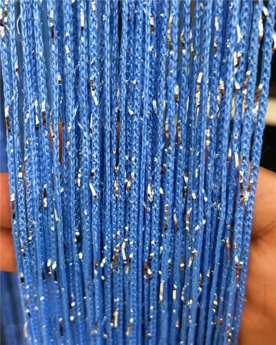 ave split Decorative Door String Curtain Wall Panel Fringe Window Room Blind Divider Tassel Screen Home 100cm200cm (Sky blue18) - color: Sky Blue18