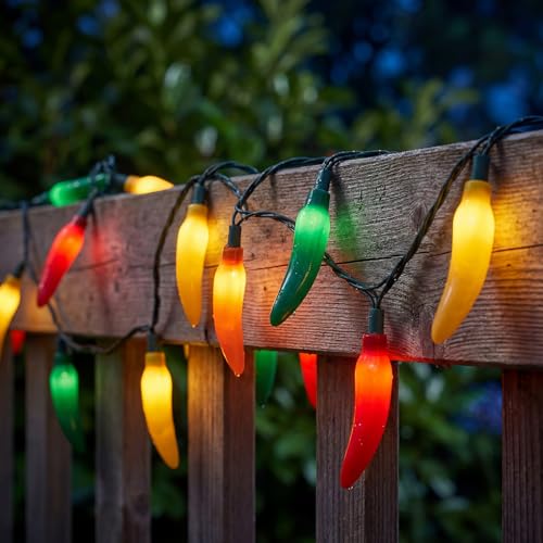 35 LED Multicolor Chili Pepper Lights, 13.6Ft Christmas Outdoor String Lights with Warm White Bulbs, Plug in Fairy Lights for Party Kitchen Patio Garden Decor, Cook Off Decorations for Cinco De Mayo - color: Multicolor Chili Pepper