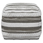 SIMPLIHOME Sommer Boho Square Pouf in Natural/Taupe Grey Handloom Woven Pattern for the Living Room, Bedroom and Kids Room - color: Natural/Taupe Grey, style: Cotton Pouf