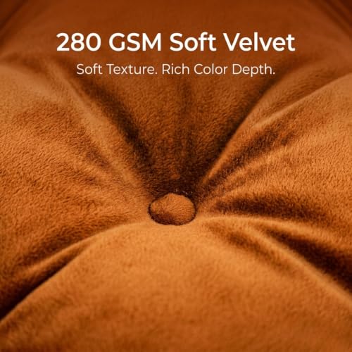 Floor Pillow for Adults, Soft Velvet Floor Cushion for Sitting, Single Square Tufted Floor Pillow for Reading Nook, Living Room, Bedroom, 22 x 22 Inch, Orange - color: Orange, size: 1pack