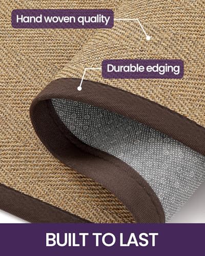 DEXI Jute Hallway Runner Rug 2x7, Woven Braided Natural Fiber Non Slip Runner Inside, Farmhouse Runners Carpet Indoor for Entryway Kitchen Luandry, Natural/Brown - color: Natural/Brown, size: 2' X 7' (Runner)