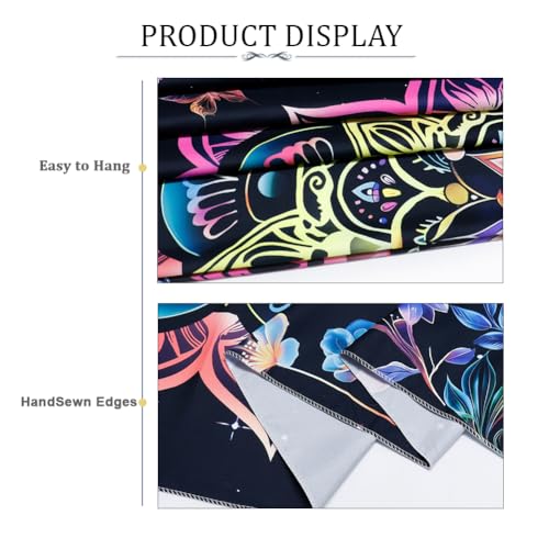 Heopapin Blacklight Tapestry Trippy Galaxy Mandala Tapestries UV Reactive Butterflies Flower Wall Hanging Tapestry for Bedroom Living Room 78.7L x 59.1W - size: 78.7"L x 59.1"W