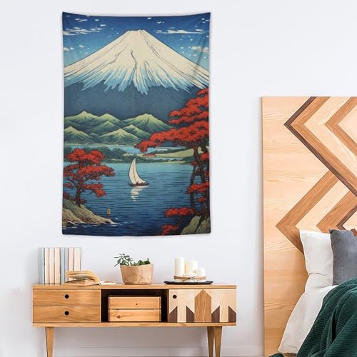 QEOPGNE Wall Tapestry for Bedroom Mount Fuji Mountain Landscape Lake Fall Leaves Japanese Painting Wall Tapestry Large Wall Art Tapestries Room Decor for Bedroom Living Room 40"x60" - color: Style2, size: 60"L x 40"W