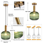 BOKT Mid Century Modern Green Glass Pendant Light Large Gold Globe Kitchen Island Pendant Light Fixture Minimalist Anti Brushed Brass Round Ceiling Hanging Pendant Lamp (7.9" Green) - color: Green