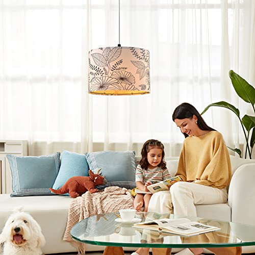 CINSARY Plug in Pendant Light, Hanging Light with Plug in Cord with Dimmable Switch, Hanging Lamp with 15 ft Clear Cord, Pendant Lights Fixture for Bedroom Kitchen Island (Bulb Included) - color: Flower