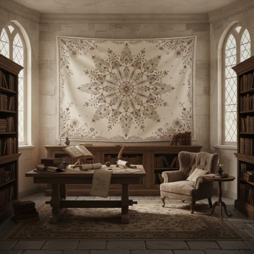 Accnicc Boho Floral Mandala Tapestry Wall Hanging Bohemian Beige Flower Tapestry Aesthetic Hippie Indian Small Tapestries for Bedroom Living Room Dorm Decor 60 x 44 Inch - color: Beige White, size: 60"L x 44"W