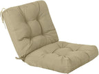 QILLOWAY Outdoor Seat/Back Chair Cushion Tufted Pillow, Spring/Summer Seasonal All Weather Replacement Cushions. (Beige)