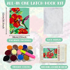 ORIGACH Hummingbird Latch Hook Rug Kit for Adults Printed Rug Making Kit Handmade Carpet Tapestry Cover with Hook Latch and Preprinted Canvas, Home Arts Crafts Sofa Decor, 20.5x15inch - style: Hummingbird
