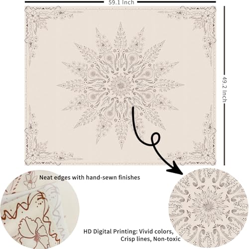 Damanse Floral Tapestry Wall Hanging Cute,Boho Wall Tapestry for Bedroom Aesthetic,Mandala Living Room Decor for Teen Girls (Flaxen, 49.20" x 59.10") - color: Flaxen, size: 59.1"L x 49.2"W