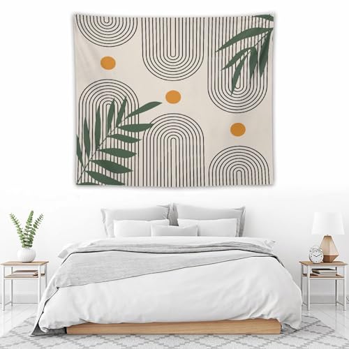 Boho Leaf Tapestries,Mid Century Abstract Green Leaves Tropical Palm Modern Minimalist Geometric Wall Hanging Neutral Home Decor Art for Living Room Bedroom Dorm 40"x30" - color: Boho Leaf-6, size: W40xL30in