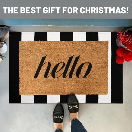 IOHOUZE Black White Striped Rug -24" x36“ Front Door Mats Outdoor,Washable Rug for Front Porch Decor,Spring Summer Welcome Mats Outdoor Indoor, Doormat for Farmhouse/Entryway/Home Entrance - color: Black White Stripe, size: 2' x 3' (Rectangular)
