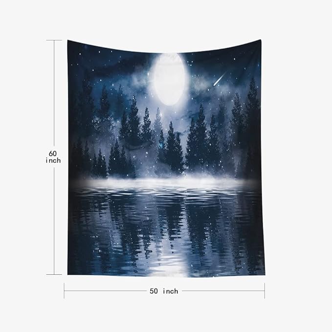 EMMTEEY Misty Forest Wall Art - Dark Forest, Moonlit Shadows, 50X60