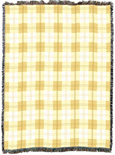Pure Country Weavers Lemon Plaid Blanket - Gift Tapestry Throw Woven from Cotton - Made in the USA (72x54) - color: Lemon