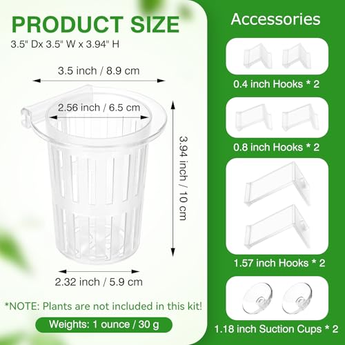 2025 New Upgraded Large Aquarium Plant Holder with 1.57-inch Extension Hooks and Suction Cups for Fish Tank Aquaponic Plant Cultivation and Aquascape Accessories Decorations (4 PCS) Transparent - color: Transparent-4 Pieces