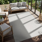 CAMILSON Easy Jute Rug 8x10, Indoor Outdoor Off-White Farmhouse Area Rugs for Living Room Patio and Kitchen Rug, Solid Woven Design, Easy-Cleaning, Non Slip Washable Outside Carpet Alfombras (8 x 10)