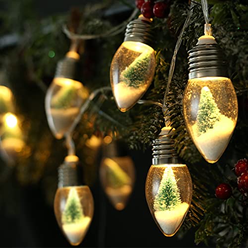2Pcs Christmas Snow Globe String Lights Indoor Decorations 6.6 FT Battery Operated Powered String Lights for Christmas Tree Snow Scene in 20 Clear Bulbs Decor for Home Bedroom Fireplace Xmas Lights - color: 2 Packs Christmas String Lights