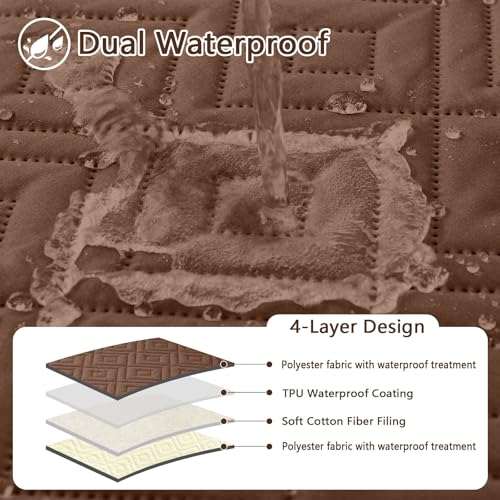 hyha Waterproof Dog Blanket, Soft Dog Bed Cover Pet Blankets, Waterproof Sofa Couch Cover for Dogs Washable, Reversible Pet Couch Covers for Sofa Furniture (68x82 Inch, Brown/Beige) - color: Brown+beige, size: 68x82 Inch
