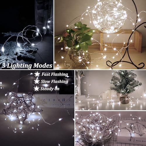 AIKEI 48 Pack LED Fairy Lights Battery Operated, Fairy String Lights Waterproof 7 Feet 20 Led Firefly Starry Lamps for Wedding Party Bedroom Garden Halloween Christmas Decoration White - color: White, size: 48PCS-STANDARD