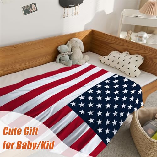 YeeJu American Flag Throw Blanket Kids Small Patriotic 4th of July Memorial Day Fourth of July Blanket Girl Boy Baby Couch Soft Blankets Red White Blue Stars Stripes Veteran Blanket 40x50 - color: Flag-01, size: 40"x50"