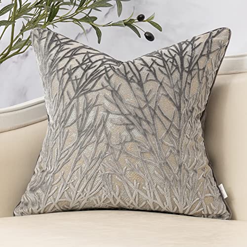 Yangest Dark Grey Twigs Throw Pillow Cover Branches Velvet Cushion Case Neutral Pillowcase for Sofa Couch Bedroom Living Room Home Decor,18x18 Inch - color: Grey, size: 18" x 18" (Pack of 1)