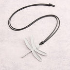 Leather Necklace for Women Long Boho Pendant Hippie Choker Necklace Bohemian Layered Leather Rope Wooden Jewelry Gifts - style: Dragonfly Necklace Silver