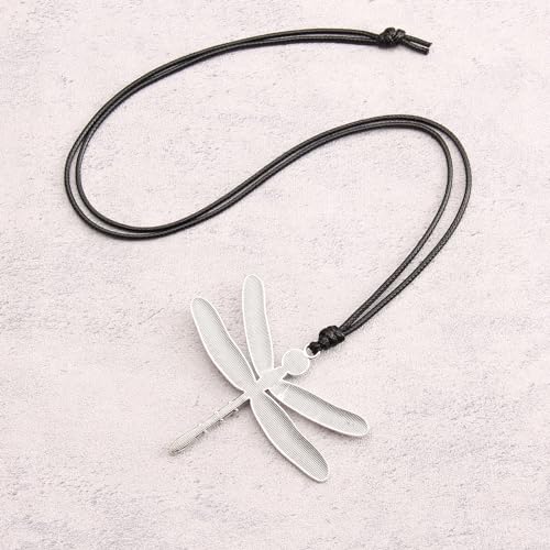 Leather Necklace for Women Long Boho Pendant Hippie Choker Necklace Bohemian Layered Leather Rope Wooden Jewelry Gifts - style: Dragonfly Necklace Silver