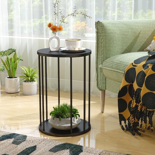 Plant Stand Indoor,small plant stool,Flower Pot Corner stand holder,Mid Century Heavy Duty Metal Tall Home Decor,Modern Round End Table,Small Rustic Display Stand for Living Room,Bedroom(Black,18In) - color: 45cm black