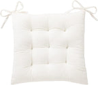 HLOVME Corduroy Chair Cushion with Ties Ultra Soft Warm Floor Cushion for Kids Reading Nook Comfortable Square Seat Cushion for Adult 15.7”x15.7”, White