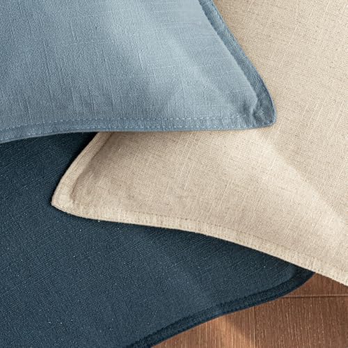 18x18 Inch Set of 2 Decorative Linen Solid Throw Pillow Covers Boho Accent Farmhouse Couch Pillowcases Modern Netural Home Decor for Couch Sofa Living Room Bed,Coastal Blue - color: Coastal Blue, size: 18" x 18" (Pack of 2)