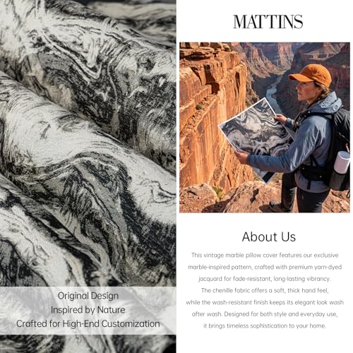 MATTINS Neutral Marble Pillow Covers 18x18 Set of 2, Modern Textured Throw Pillow Covers, Luxury Farmhouse Black Pillow Covers, Boho Patterned Decorative Pillow Cover for Couch Sofa Bed Gift Pack - color: Black, size: 18" x 18" (Pack of 2)