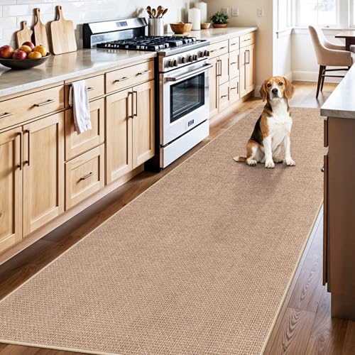 3x10 Runner Rug for Hallways: Washable Non Slip Kitchen Extra Long Jute Runners - Carpet for Bathroom Office Laundry Dining Living Room - Durable Floor Mat Boho Farmhouse Decor (Beige,3x10) - color: Beige, size: 3' x 10' (Rectangular)