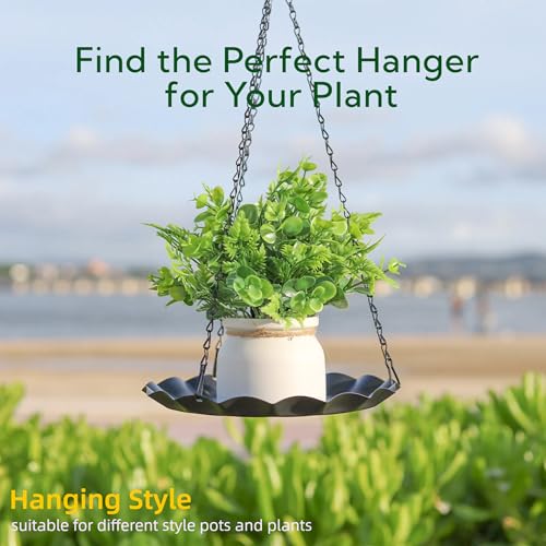 Hanging Planter for Indoor Outdoor, Plant Hanger, Plant Holder, Plant Pot Shelf Basket for Window Wall Ceiling Garden with Chains and Hooks, 2Pcs, Wavy Round - style: Wavy Round