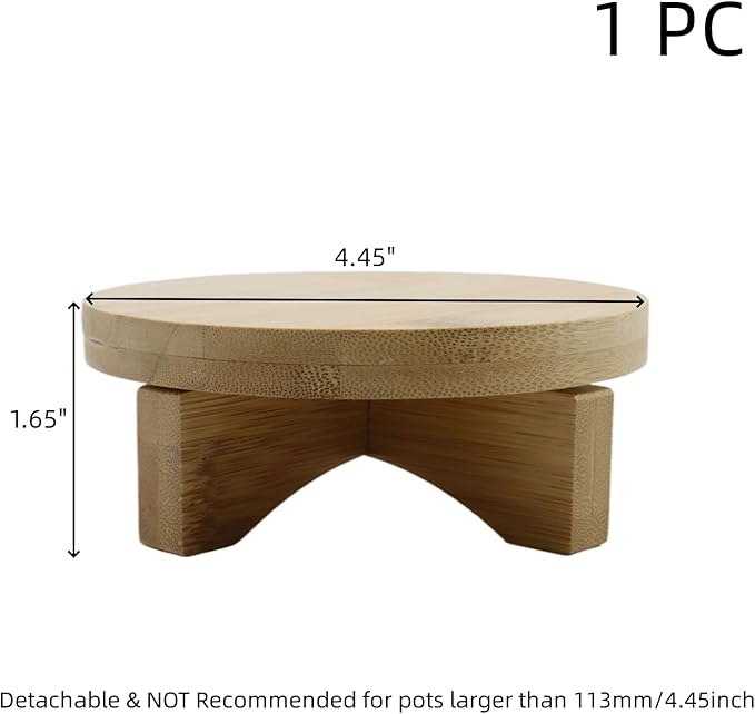 Oedema 4.45-inch Solid Wood Mini Plant Stand Short Flower Stand Round Plant Riser for Small Items, Flower Pot, Small Plant, Gift, Tabletop Decor, Office