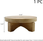 Oedema 4.45-inch Solid Wood Mini Plant Stand Short Flower Stand Round Plant Riser for Small Items, Flower Pot, Small Plant, Gift, Tabletop Decor, Office