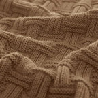 RUDONG M Light Brown Cotton Cable Knit Throw Blanket, Cozy Warm Knitted Couch Cover Blankets, 60 x 80 Inch - color: Light Brown, size: Twin(60" x 80")