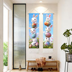 seewan 2 Pack Long Vertical Wall Tapestry, Boho Nature Landscape & Floral Aesthetic Wall Hanging for Bedroom Living Room Home Decor, Long Narrow Art Tapestry with Sunrise Mountain Botanical Designs, 13" × 51" (Cute Bunny Stack, 13"Wx51"H, Unframed) - colo