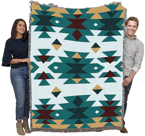 Pure Country Weavers Desert Diamonds Red - Western Tapestry Throw Blanket Woven from Cotton - Made in The USA (72x54) - color: Desert Diamonds Red