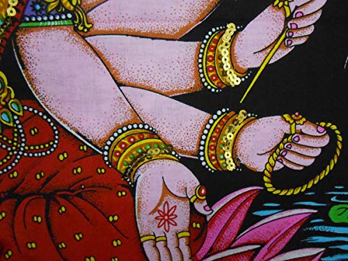 Goddess Gayatri sequins Cotton Batik Wall Hanging Painting : Size 43"x30" Inches - color: Gayatri