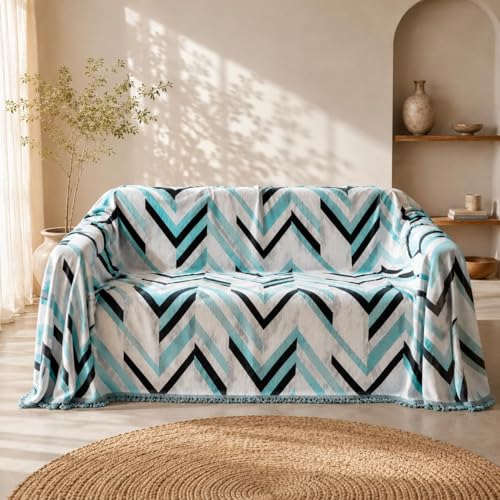 amorus Bohemian Throw Blanket Chenille Jacquard Tassels Cover, 71"*90",NO.5 | Boho Style blankets, modern Geometric, warm & cozy. For couch, bed, outdoor, car - color: Pattern 5, size: 71x91 in