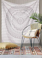 Popular Handicrafts Tapestry Wall Hanging Hippie Ombre Mandala Bohemian Hippy Metallic Shine Intricate Indian Tapestries Bedspread 54 x 82 Inches (140cm x 210cm) Silver - color: Silver, size: 82"L x 54"W
