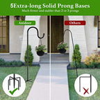 48 Inch Shepherds Hooks for Outdoor, Heavy Duty Bird Feeder Pole with 5 Prong Bases, Garden Hanging Stake for Bird Feeder, Solar Light, Plant Hanger, Wedding Decor, Metal Hanger Hooks, Black, 2 Packs - size: 48 Inch, style: 2 Pack