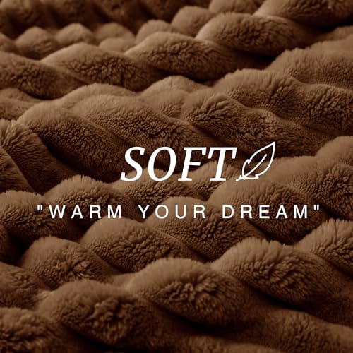 EXQ Home Gentle Soft Fleece Throw Blanket – Cozy Lightweight Blanket for Couch Bed – All-Season Warm Fuzzy Flannel Blanket for Women Mom Her – Gifts for Birthday(90"x108",Brown) - color: Brown, size: King