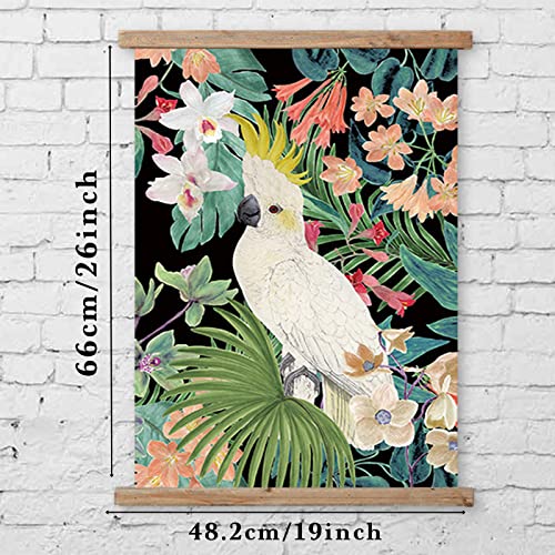 ABoby Vintage Hanging Parrot Posters, Decorative Wall Art Prints, Printed on Linen with Wood Frames, Ready to Hang - color: 2 Pack Parrot