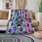 HGOD DESIGNS Dog Paw Throw Blanket Rustic Rainbow Woodgrain Black and Purple Dog Paw Soft Blankets and Throws 50x60 Inch Caring for Women Men - color: Dog Paw, size: 50x60 inch