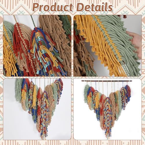 GYHPD Large Handmade Macrame Wall Hanging, Boho Wall Decor, Boho Woven Tassel Wall Art, Rustic Bohemian Home Decor for Living Room Bedroom, Aesthetic Housewarming Gift for Mom (Feather) - color: Feather